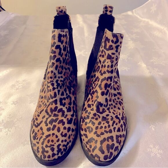 H&M Divided Heeled Boots Cheetah Animal Print Stretch Sides Sz 8 Gorgeous - Picture 3 of 8